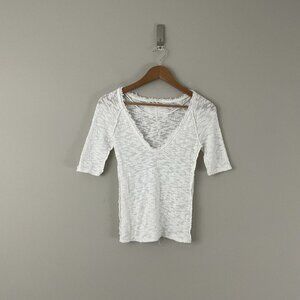 Free People We The Free Francis White Textured Tee Size XS